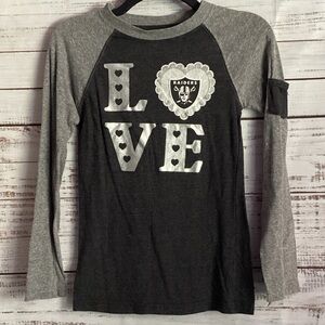 Kids Gray and Black Love Raiders Long Sleeve Shirt